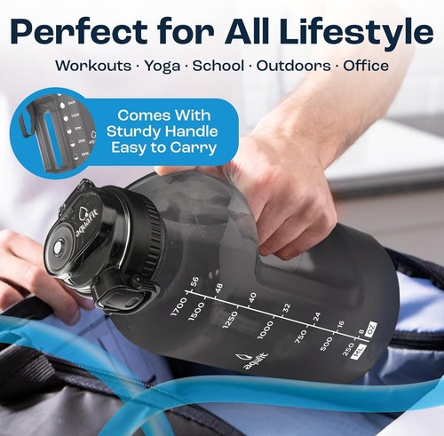 64 oz Water Bottle with Time Marker, BPA Free Half Gallon Water Bottle with Stra - Picture 5 of 8