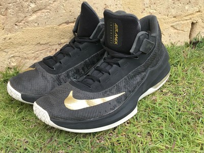 Nike air max infuriate clearance 2 mid black gold swoosh