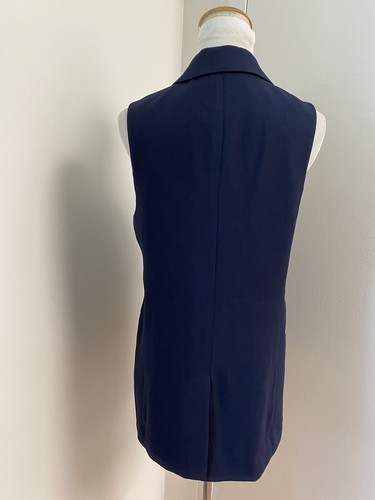 Banana Republic Tuxedo Vest Navy Blue Lined Womens Open Front Sz 4 $99 - Picture 4 of 8