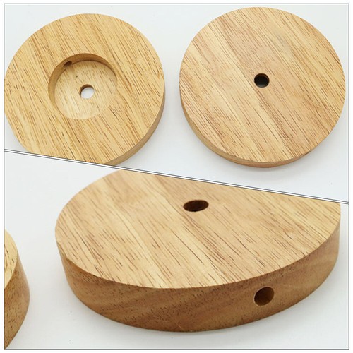 2pcs Wooden Round Stand Display Lamp Base DIY Wood Lamp Base - Picture 3 of 12