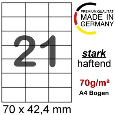 2100 Etiketten 70x42,4 mm Internetmarke Format wie Zweckform 3652 Herma 5054 A4