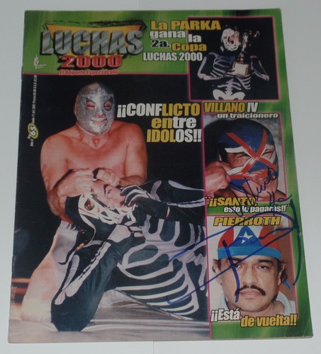 PIERROTH JR VILLANO IV SIGNED AUTO'D 6/11/01 LUCHAS 2000 MAGAZINE AAA CMLL CHAMP - Picture 2 of 6