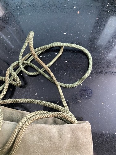 Vtg. Suede Rodo Drawstring Purse Made In Italy — Camo Green - Picture 14 of 14