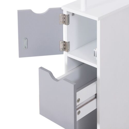 54" Tall Bathroom Storage Cupboard Thin Cabinet Unit Narrow Side Floor Organizer - Picture 12 of 13