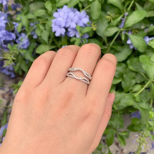 Wuziwen klassisches Hochzeitsband mit Hochzeitsverstärker und Wickel Damen CZ Sterlingsilber - Bild 4 von 16