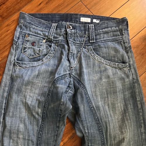 VINTAGE ENERGIE Mne's JEANS ITALY W32 L30 Blu INVECCHIATO Denim Torto Baggy RARO - Foto 5 di 13