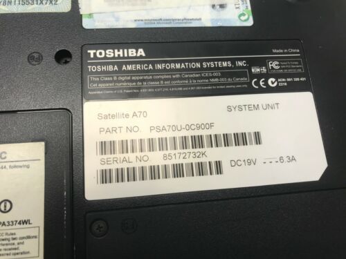TOSHIBA SATELLITE A70 - Picture 8 of 8