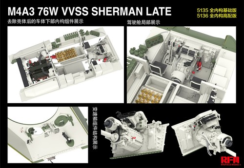 RYEFIELD MODEL RFM RM-5135 1/35 M4A3 76W VVSS Sherman Late w/Full Interior - Picture 5 of 10