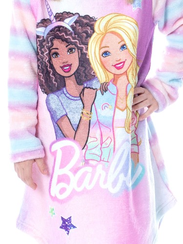 Mattel Barbie Girls' Raglan Kids Nightgown Pajama With Best Friend Unicorn 10/12 - Picture 3 of 4