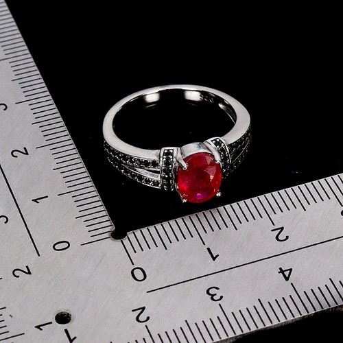 925 Sterling Silver Ring Oval Ruby 8x6mm Spinel Natural Gemstone Jewelry Size 8 - Picture 3 of 14