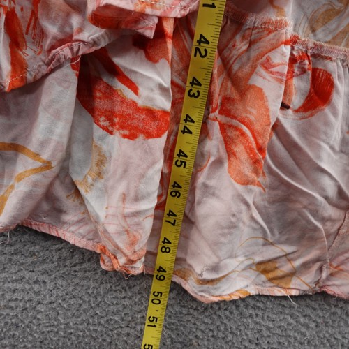 Abel The Label Smocked Waist Floral Midi Dress Size Medium Orange Womens Hi Low - Picture 10 of 12