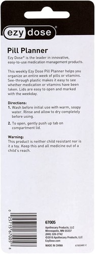 Ezy Dose Weekly (7-Day) Pill Organizer, Vitamin and Medicine Box, Medium Comp... - Picture 6 of 6