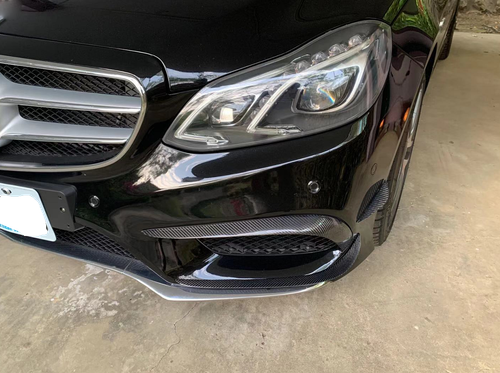 For Mercedes-Benz E-Class W212 14-16 Carbon Fiber Front Bumper Splitter Fins Lip - Picture 2 of 12