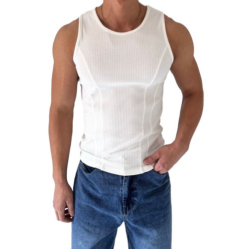 Men's Casual Ribbed Vest Tank Top Sleeveless for Activewear and Sports - Picture 3 of 18