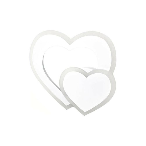 APPLIQUE A FORMA DI CUORE 2 CUORI IN VETRO A PARETE LUCE BIANCA LAMPADA LED 12 W - Imagen 2 de 3