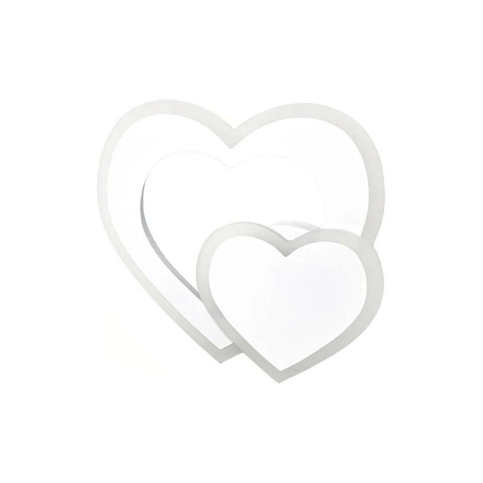 APPLIQUE A FORMA DI CUORE 2 CUORI IN VETRO A PARETE LUCE BIANCA LAMPADA LED 12 W - Immagine 2 di 3