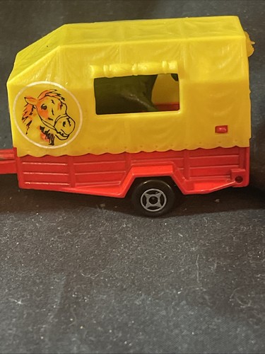 Great Cond 1980 Majorette Simca Dodge Red pickup & Canopy + Rodeo Trailer France - Picture 2 of 11