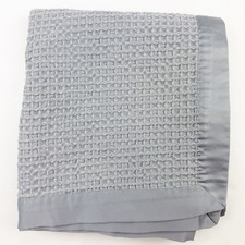 Cloud Island Gray Baby Blanket Waffle Weave Thermal Satin Trim Lovey Textured
