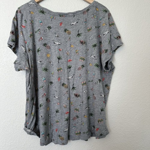 Torrid Short Sleeve Tee Grey Airplane Travel Vacation Print Size 3 - 第 2/5 張圖片