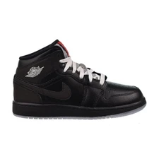 Jordan 1 Mid BG Big Kids' Shoes Black/White-Wolf Grey HV5180-010
