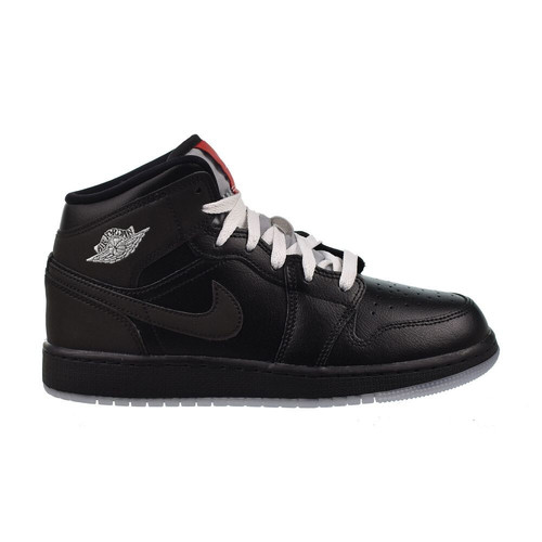 Jordan 1 Mid BG Big Kids' Shoes Black/White-Wolf Grey HV5180-010 - Picture 1 of 6
