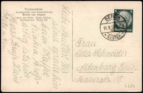 Ansichtskarte Berga (Elster) Blick auf die Coldramühle 1933 - Picture 3 of 3