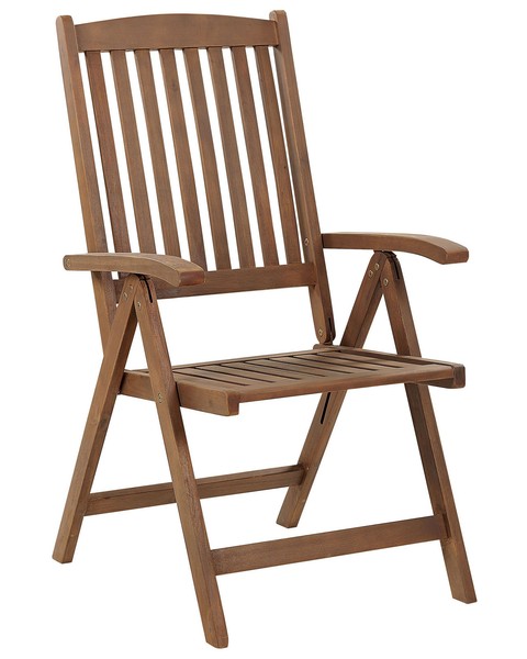 Gartenstuhl Akazienholz Dunkelbraun Verstellbar Klappbar Mit Armlehnen Amantea-image