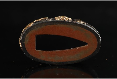 Espada hoja caja Fuchi Kashira flor otoño cobre antiguo período Edo Japón  - Imagen 5 de 9