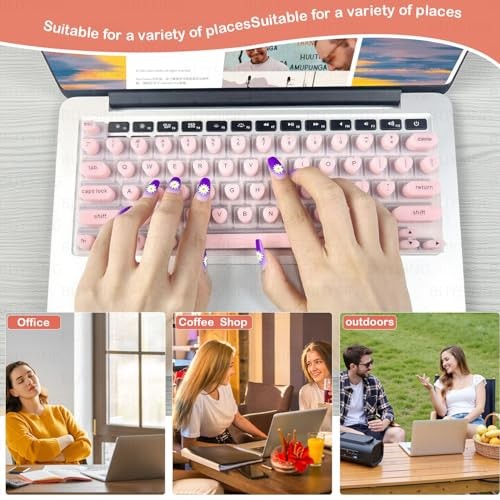 für lange Nägel mit taktilen Markern | Herzförmige Silikon Tastatur Abdeckung Rosa - Bild 7 von 8