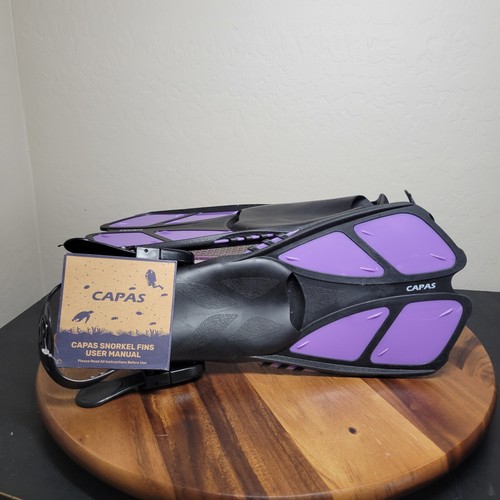 CAPAS Snorkel Swim Fins Travel Adjustable Sz Sm/ Med US Jr Sz 9-13 Purple Black - Picture 2 of 7