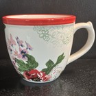 Pioneer Woman Floral Mug Country Garden Flea Market 17oz Red Rim Coffee Cup