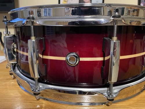 Pearl Masters Maple Complete Snare Drum -5.5 x 14-inch - Natural Banded Redburst - Picture 7 of 9