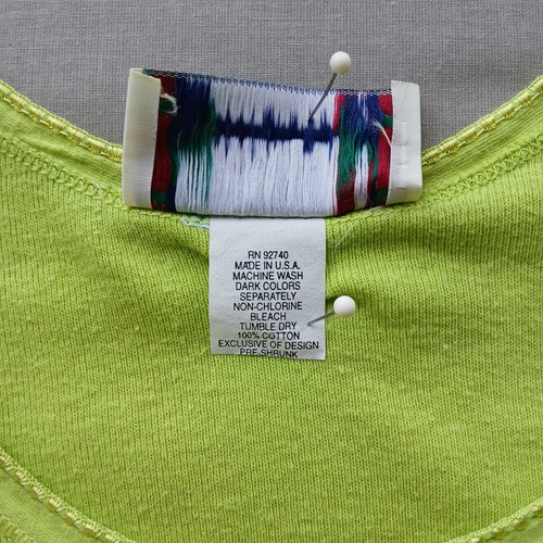 Passend dazu Frühling Grün Strass Tank Top Large Vintage Y2K Limette Baumwolle - Bild 8 von 11