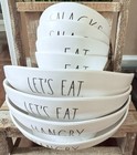 NEW RAE DUNN MELAMINE Bundle: 4 Pasta Bowls, 4 Salad Dessert Bowls, In-& Outdoor