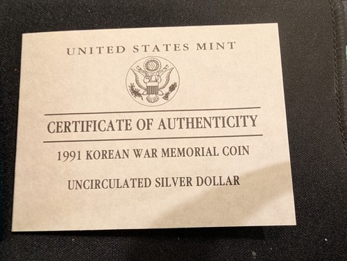 1991 D Korean War Memorial Comm. Silver Dollar UNC Coin w/ Box & COA ~PRISTINE - Picture 4 of 10