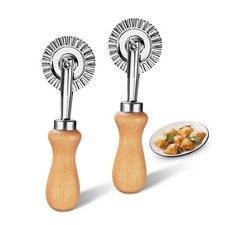 2 Pezzi Ruota Tagliapasta Acciaio Inox Scanalata Pasticceria Ravioli Ruota con...