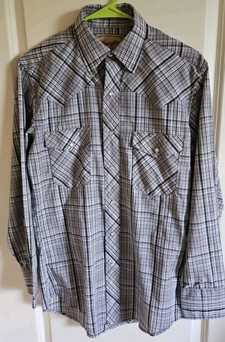 Wrangler Western Plaid Pearl Snap Long Sleeve Pocket Shirt Men's Size Small - Picture 3 of 8