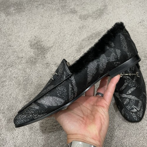 Sam Edelman Loraine Loafer Women Size 11 M Black Faux Fur Jacquard Textured - Picture 4 of 10