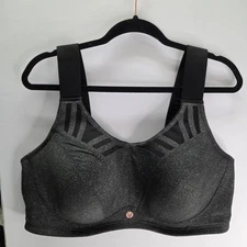 Livi Active 44DDD Sports Bra Black Gray Max Support Convertible High Impact