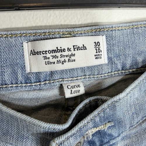 Abercrombie & Fitch Curve Love The 90s Straight Ultra High Rise Jean Size 30/10R - Picture 2 of 5