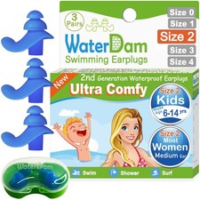 WaterDam Swimming Ear Plugs Great Waterproof Ultra Comfy Earplugs Prevent Swi...