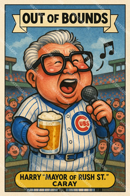 GX870 Harry Caray Chicago Cubs Out of Bounds 4x6 12x18 16x24 Photo