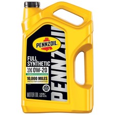 5 Quart Full Synthetic 0W-20 Motor Oil 10,000-mile protection 21.96 per gallon