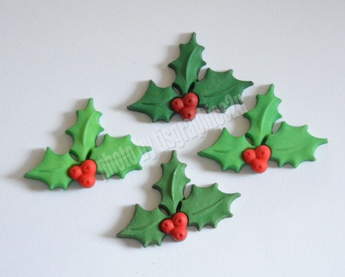 4 große Stechpalme (1 1/2") Verzierungen mit flachem Rücken / Jesse James ~ Dress It Up - Bild 1 von 2