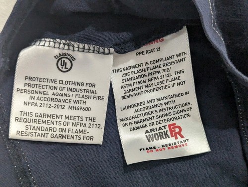 Ariat Work FR Shirt Herren 2XL Tall Blau FR Flame Resistant Pullover Langarm - Bild 9 von 14
