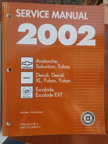PAPERBACK 2002 Suburban Tahoe Denali Yukon Escalade Avalanche Service Manual - Picture 6 of 9