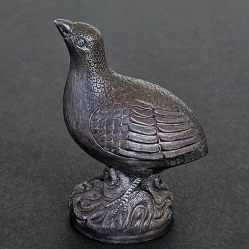 Antica statuina cinese argento sterling 970 scuotitore sale pepe pernice - Foto 12 di 14