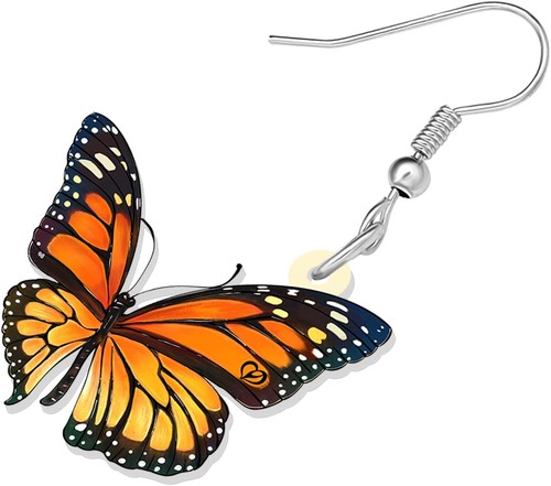 Acryl süße Monarch Schmetterling Ohrringe Frühling Sommer Insekten baumeln orange - Bild 4 von 6