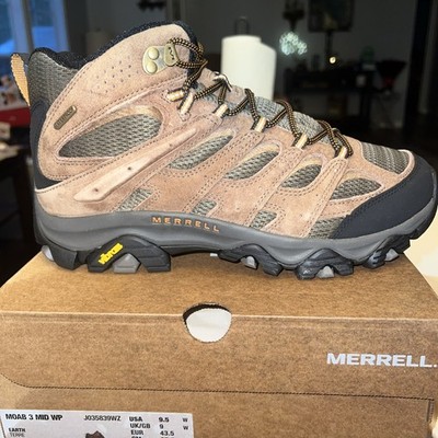 Merrell Moab 3 Mid Waterproof Hiking Boots Earth Brown J035839 Men's Size 9.5