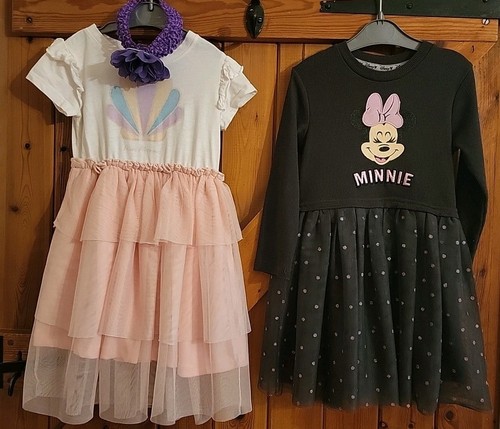 2 GIRLS DRESSES AGE 2/3 MINI MERMAID & MINNIE MOUSE. TULLE SKIRTS. PREOWNED. - Picture 1 of 13